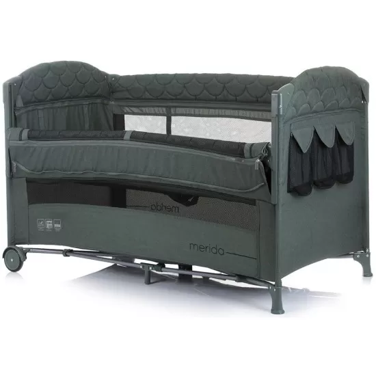 Patut pliabil Chipolino Merida Aloe Linen cu laterala culisanta Patut pliabil Chipolino Merida Aloe Linen cu laterala culisanta