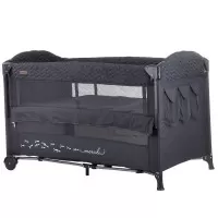 Patut pliabil Chipolino Merida Anthracite Linen cu laterala culisanta