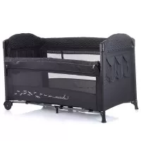 Patut pliabil Chipolino Merida Anthracite Linen cu laterala culisanta