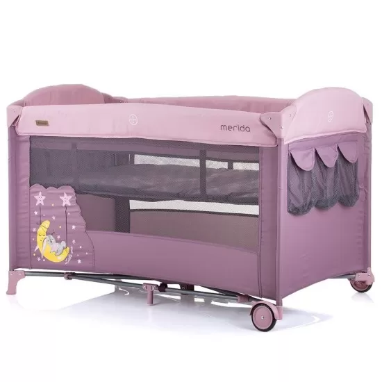 Patut pliabil Chipolino Merida Blush cu laterala culisanta Patut pliabil Chipolino Merida Blush cu laterala culisanta