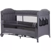 Patut pliabil Chipolino Merida Graphite Linen cu laterala culisanta