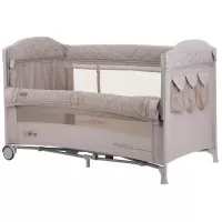 Patut pliabil Chipolino Merida Sand Linen cu laterala culisanta