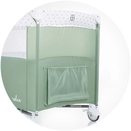 Patut pliabil Chipolino Relax Aloe cu laterala culisanta Patut pliabil Chipolino Relax Aloe cu laterala culisanta