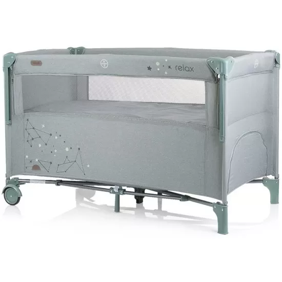 Patut pliabil Chipolino Relax Aloe Linen cu laterala culisanta Patut pliabil Chipolino Relax Aloe Linen cu laterala culisanta
