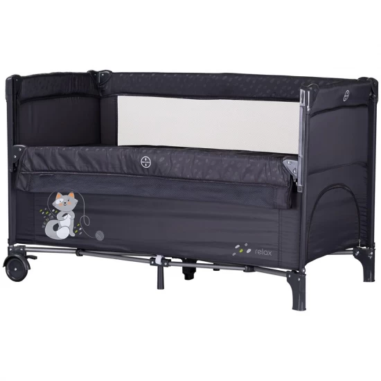 Patut pliabil Chipolino Relax Anthracite cu laterala culisanta Patut pliabil Chipolino Relax Anthracite cu laterala culisanta