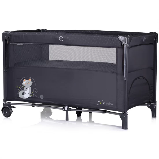 Patut pliabil Chipolino Relax Anthracite cu laterala culisanta Patut pliabil Chipolino Relax Anthracite cu laterala culisanta