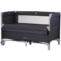 Patut pliabil Chipolino Relax Anthracite Linen cu laterala culisanta