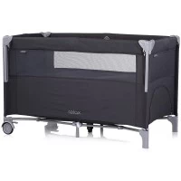 Patut pliabil Chipolino Relax Anthracite Linen cu laterala culisanta