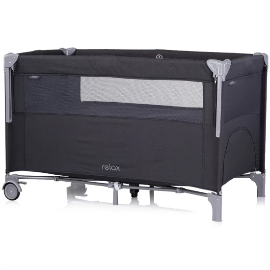 Patut pliabil Chipolino Relax Anthracite Linen cu laterala culisanta Patut pliabil Chipolino Relax Anthracite Linen cu laterala culisanta