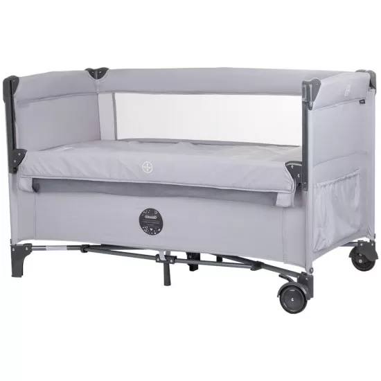 Patut pliabil Chipolino Relax Ash Grey Linen cu laterala culisanta Patut pliabil Chipolino Relax Ash Grey Linen cu laterala culisanta