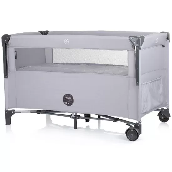 Patut pliabil Chipolino Relax Ash Grey Linen cu laterala culisanta Patut pliabil Chipolino Relax Ash Grey Linen cu laterala culisanta