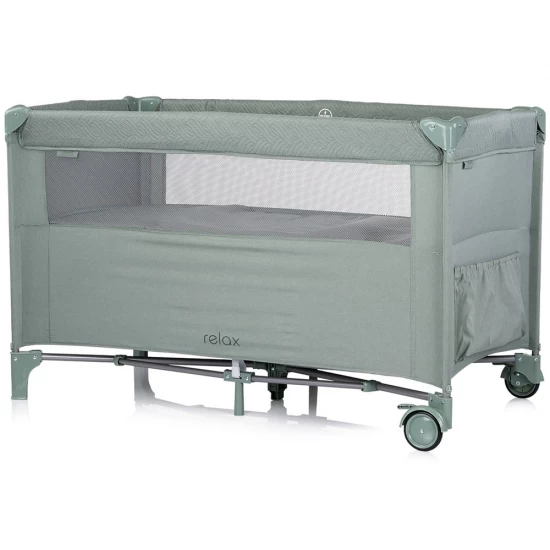 Patut pliabil Chipolino Relax Basil Linen cu laterala culisanta Patut pliabil Chipolino Relax Basil Linen cu laterala culisanta