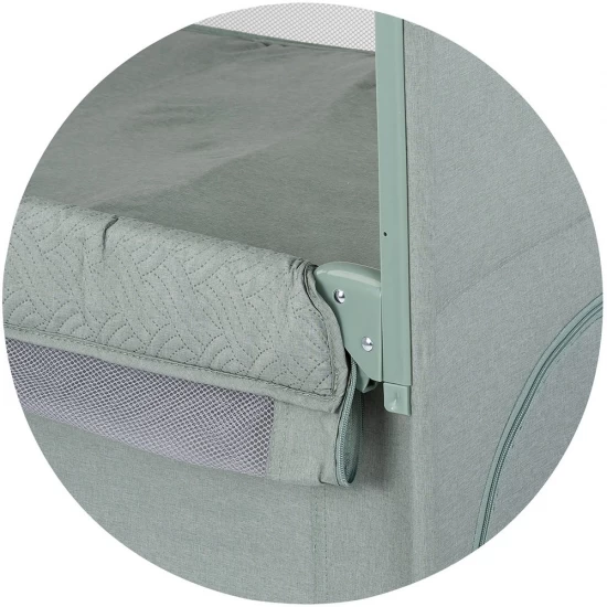 Patut pliabil Chipolino Relax Basil Linen cu laterala culisanta Patut pliabil Chipolino Relax Basil Linen cu laterala culisanta