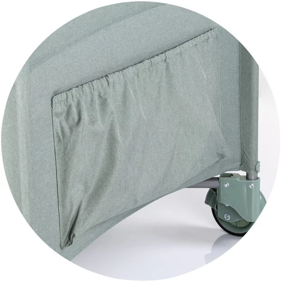 Patut pliabil Chipolino Relax Basil Linen cu laterala culisanta Patut pliabil Chipolino Relax Basil Linen cu laterala culisanta