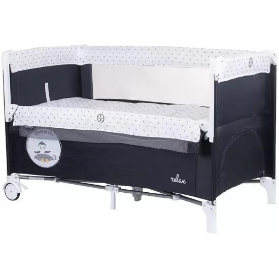 Patut pliabil Chipolino Relax Ebony cu laterala culisanta