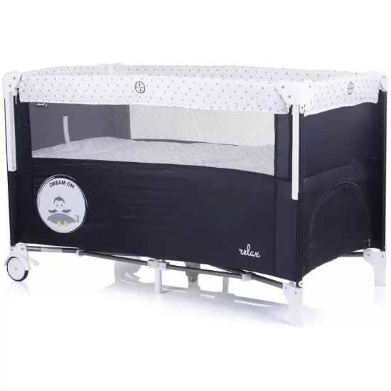 Patut pliabil Chipolino Relax Ebony cu laterala culisanta