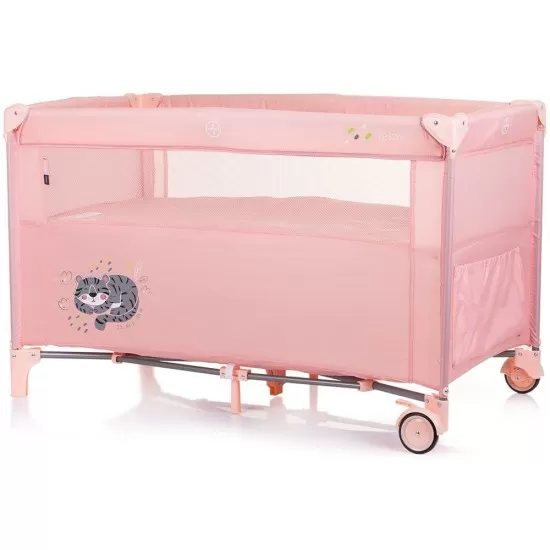 Patut pliabil Chipolino Relax Flamingo Tiger cu laterala culisanta Patut pliabil Chipolino Relax Flamingo Tiger cu laterala culisanta