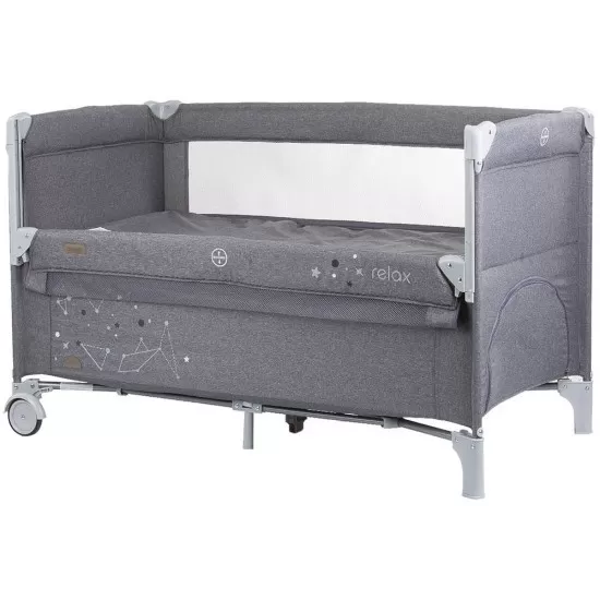 Patut pliabil Chipolino Relax Glacier Linen cu laterala culisanta Patut pliabil Chipolino Relax Glacier Linen cu laterala culisanta