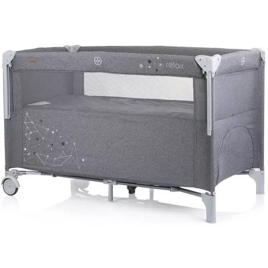 Patut pliabil Chipolino Relax Glacier Linen cu laterala culisanta Patut pliabil Chipolino Relax Glacier Linen cu laterala culisanta