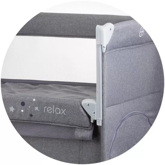 Patut pliabil Chipolino Relax Glacier Linen cu laterala culisanta Patut pliabil Chipolino Relax Glacier Linen cu laterala culisanta