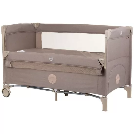 Patut pliabil Chipolino Relax Macadamia Linen cu laterala culisanta