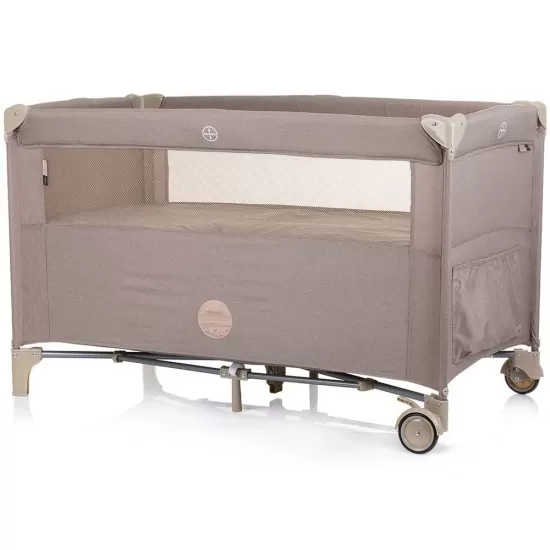 Patut pliabil Chipolino Relax Macadamia Linen cu laterala culisanta