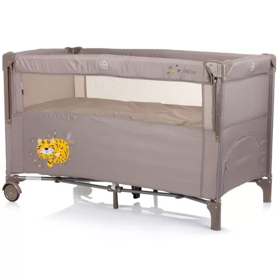 Patut pliabil Chipolino Relax Macadamia Tiger cu laterala culisanta Patut pliabil Chipolino Relax Macadamia Tiger cu laterala culisanta