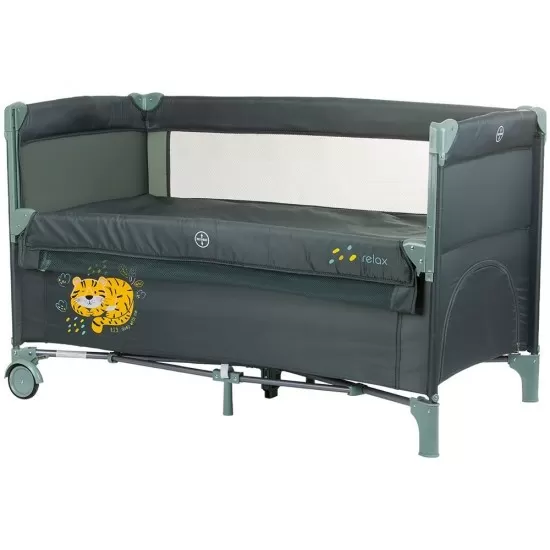 Patut pliabil Chipolino Relax Pastel Green cu laterala culisanta