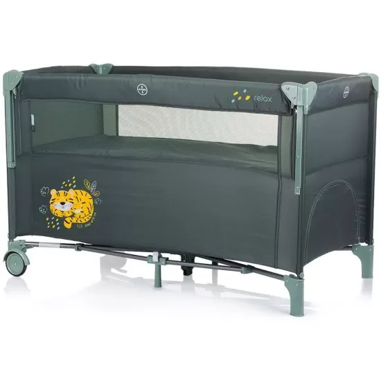 Patut pliabil Chipolino Relax Pastel Green cu laterala culisanta