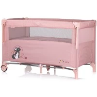 Patut pliabil Chipolino Relax Pink Marshmallow cu laterala culisanta