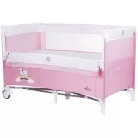 Patut pliabil Chipolino Relax Rose Water cu laterala culisanta