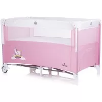 Patut pliabil Chipolino Relax Rose Water cu laterala culisanta