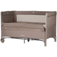 Patut pliabil Chipolino Relax Tiramisu Linen cu laterala culisanta