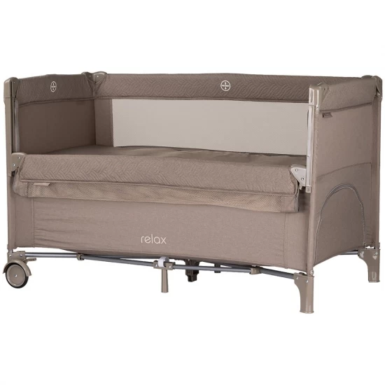 Patut pliabil Chipolino Relax Tiramisu Linen cu laterala culisanta Patut pliabil Chipolino Relax Tiramisu Linen cu laterala culisanta