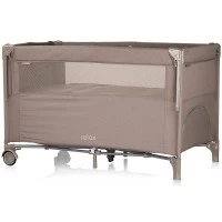 Patut pliabil Chipolino Relax Tiramisu Linen cu laterala culisanta