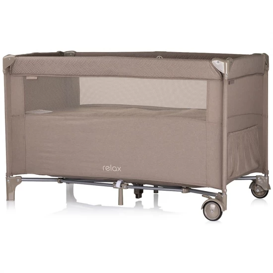 Patut pliabil Chipolino Relax Tiramisu Linen cu laterala culisanta Patut pliabil Chipolino Relax Tiramisu Linen cu laterala culisanta
