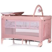 Patut pliabil cu saltea de infasat Chipolino Luna Pink Marshmallow