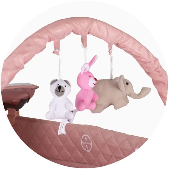 Patut pliabil cu saltea de infasat Chipolino Luna Pink Marshmallow Patut pliabil cu saltea de infasat Chipolino Luna Pink Marshmallow