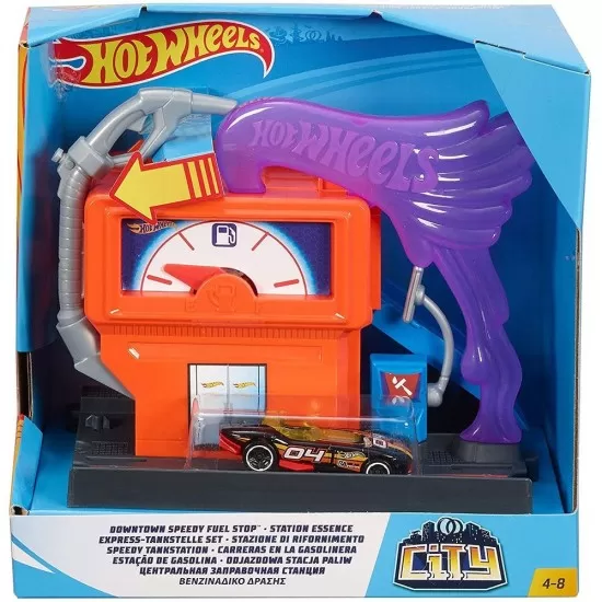 Pista de masini Hot Wheels Mattel City Downtown Speedy Fuel Stop cu masinuta Pista de masini Hot Wheels Mattel City Downtown Speedy Fuel Stop cu masinuta