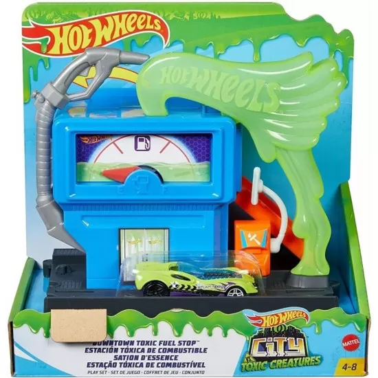 Pista de masini Hot Wheels City Downtown Toxic Fluel Stop cu masinuta Pista de masini Hot Wheels City Downtown Toxic Fluel Stop cu masinuta
