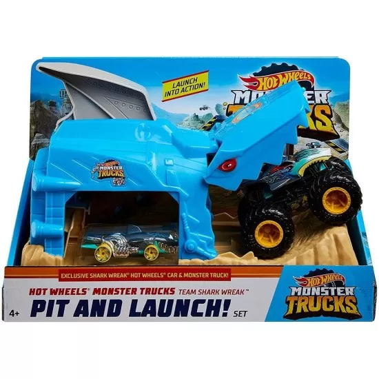 Pista de masini Hot Wheels by Mattel Monster Truck Pit and Launch Shark Wreak cu 2 masinute Pista de masini Hot Wheels by Mattel Monster Truck Pit and Launch Shark Wreak cu 2 masinute
