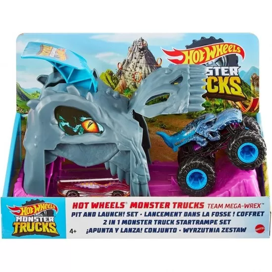 Pista de masini Hot Wheels Mattel Monster Truck Pit and Launch Team Mega Wrex cu 2 masinute Pista de masini Hot Wheels Mattel Monster Truck Pit and Launch Team Mega Wrex cu 2 masinute