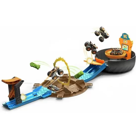 Pista de masini Hot Wheels Mattel Monster Truck Stunt Tire cu 2 masinute Pista de masini Hot Wheels Mattel Monster Truck Stunt Tire cu 2 masinute