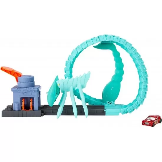 Pista de masini Hot Wheels Mattel Toxic Scorpion attack cu masinuta