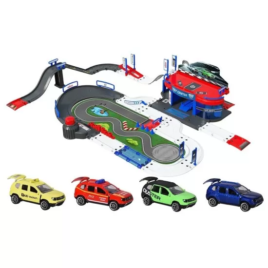 Pista de masini Majorette Creatix Dacia Duster Test Center cu 4 masinute Pista de masini Majorette Creatix Dacia Duster Test Center cu 4 masinute