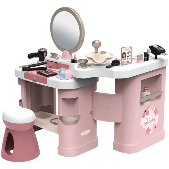 Salon de infrumusetare pentru fetite Smoby My Beauty Center roz cu 26 accesorii