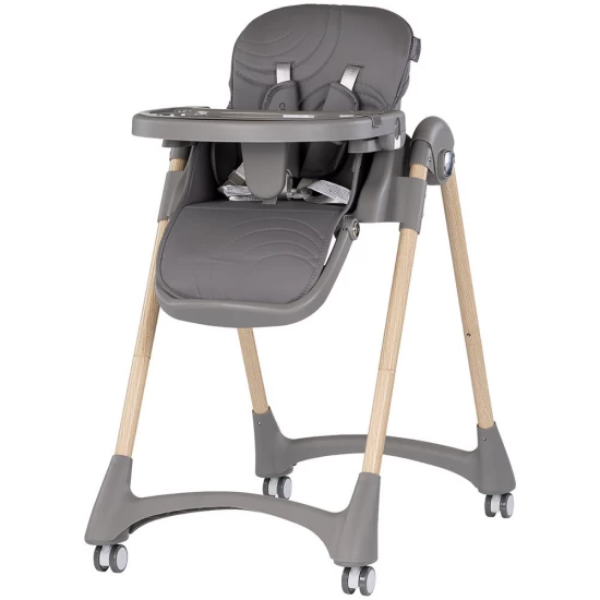 Scaun de masa copii cu spatar reglabil Chipolino Candy Shop Charcoal