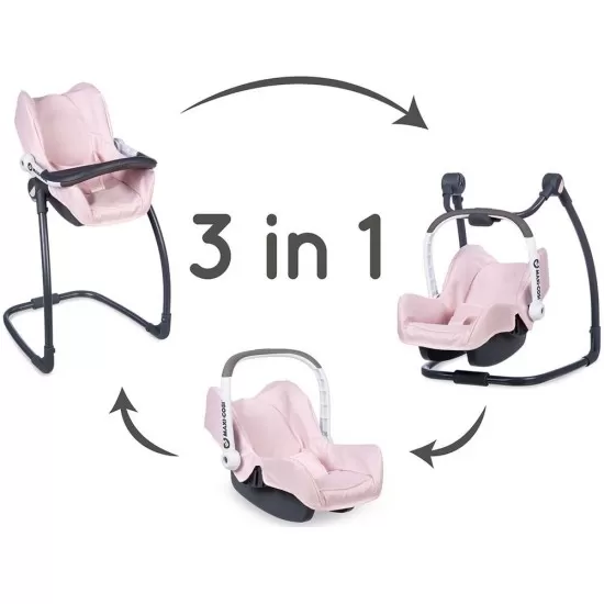 Scaun de masa pentru papusi Smoby Maxi Cosi Quinny 3 in 1 Roz