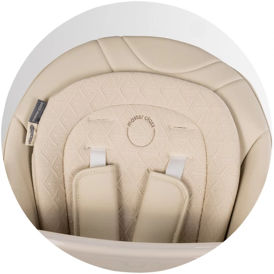 Scaun de masa si leagan electric 2 in 1 cu functie Bluetooth si telecomanda Chipolino Master Class Latte