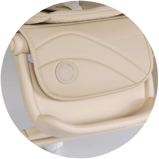 Scaun de masa si leagan electric 2 in 1 cu functie Bluetooth si telecomanda Chipolino Master Class Latte